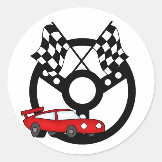 Red Race Car Tshirts and Gifts Classic Round Sticker (Front)