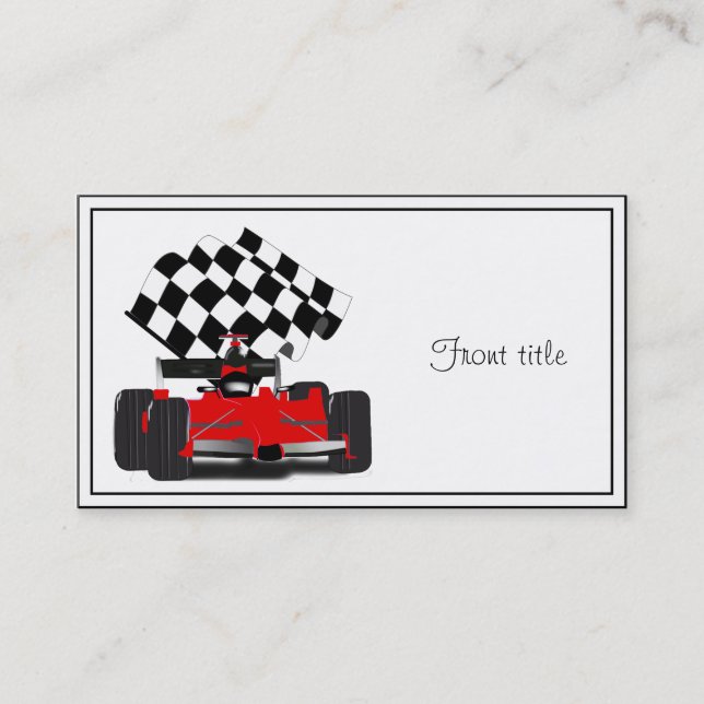 Red Race Car with Chequered Flag Business Card (Front)