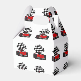 Red Race Car with Chequered Flag Favour Box