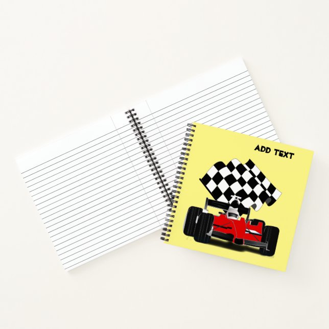 Red Race Car with Chequered Flag Notebook (Inside)