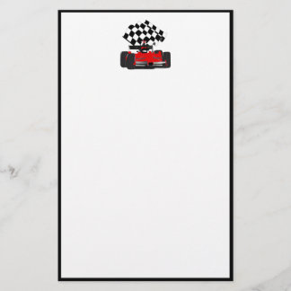Red Race Car with Chequered Flag Stationery