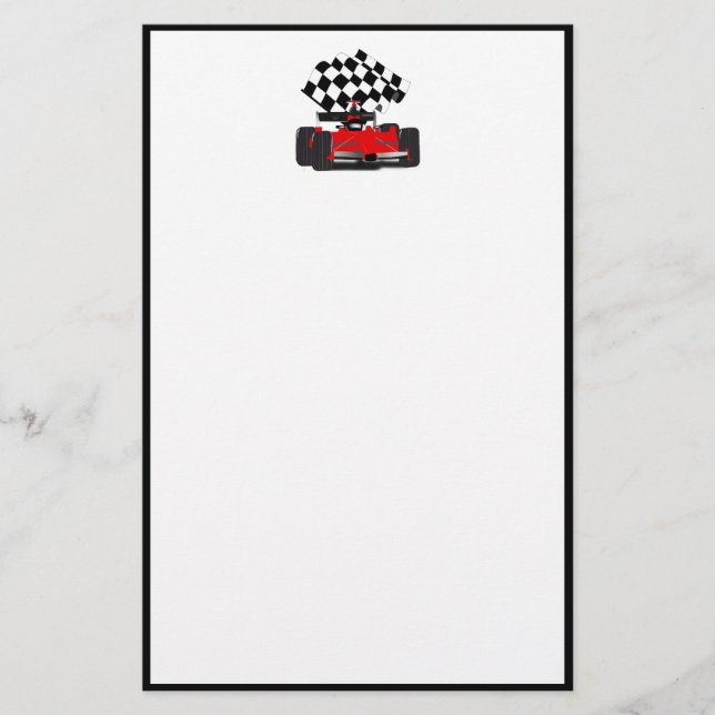 Red Race Car with Chequered Flag Stationery (Front)