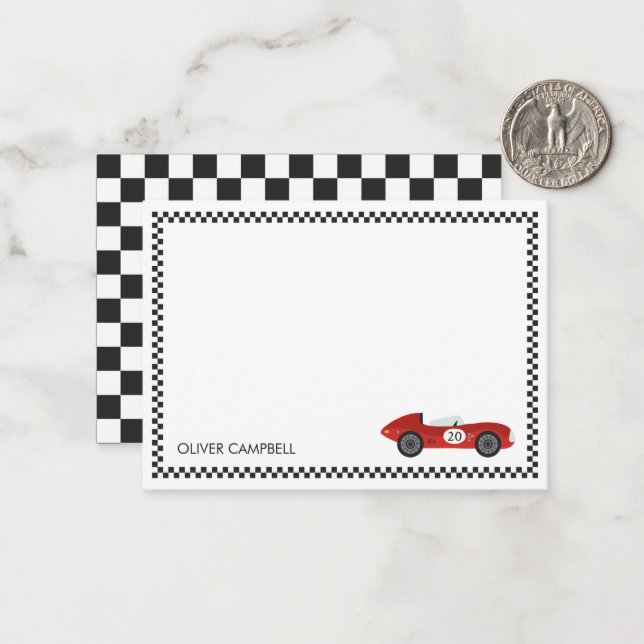 Red race card boys kids personalised (Front/Back In Situ)