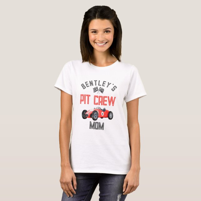 Red Race Pit Crew Mum Birthday Shirt (Front Full)