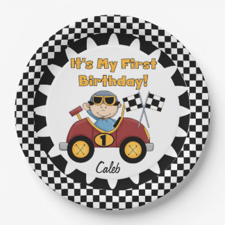 Red Racing Car 1st Birthday Paper Plates
