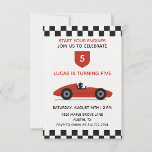 Red Racing Car Birthday • Boys Race Party Invitation