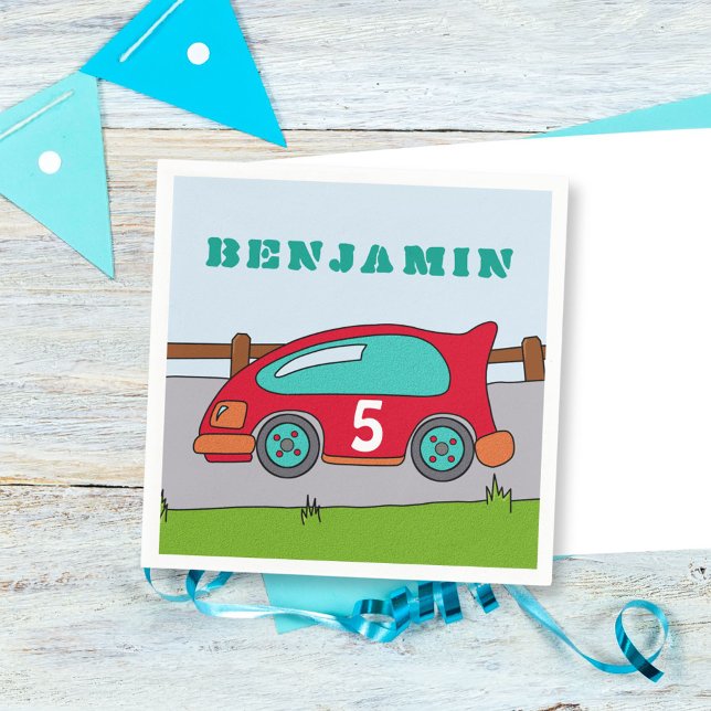 Red Racing Car Birthday Party Napkin (Creator Uploaded)