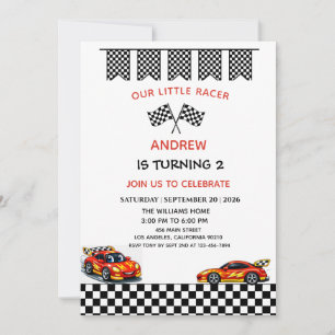 Red Racing Car Boy Any Age Birthday Invitation