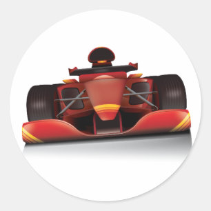 Red Racing Car Classic Round Sticker