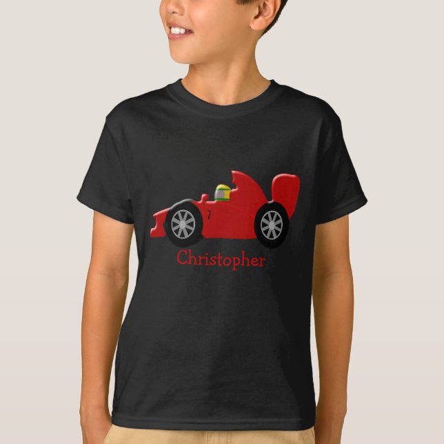 Red Racing Car Personalised T-Shirt (Front)