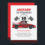 Red Racing Car Race Kids Boys Birthday Invitation<br><div class="desc">Cute design for kids,  boys or girls who love car racing,  sports car,  speed and driving toy car. Perfect for builder theme birthday party. You can customise the wording to fit other occasions.</div>