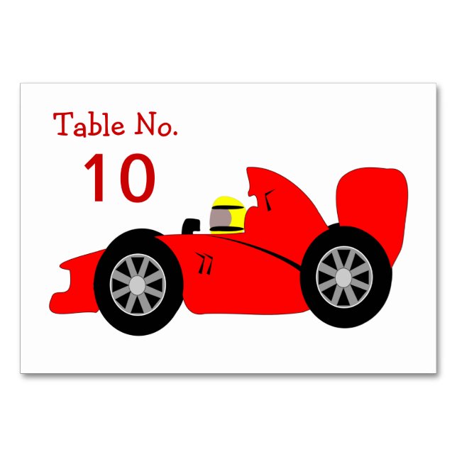 Red Racing Car Table Number (Front)