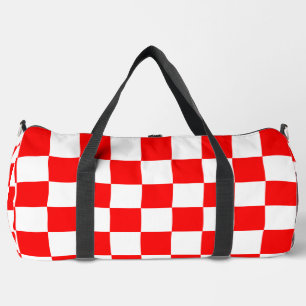 Red Racing Checkered Flag Display Customizable Duffle Bag