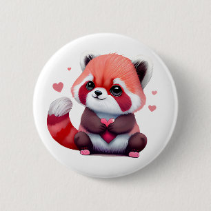 Red Racoon Valentine 6 Cm Round Badge