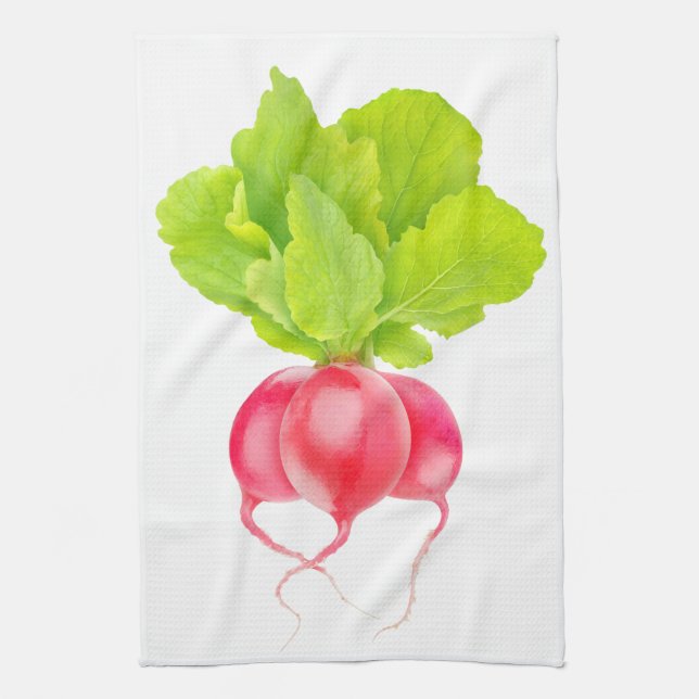 Red radishes tea towel (Vertical)