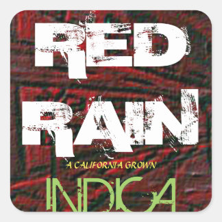 RED RAIN INDICA SQUARE STICKER