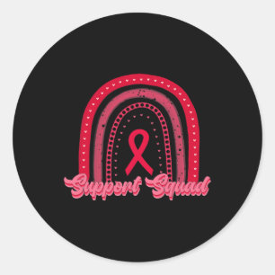 red rainbow blood cancer awareness support squad w classic round sticker