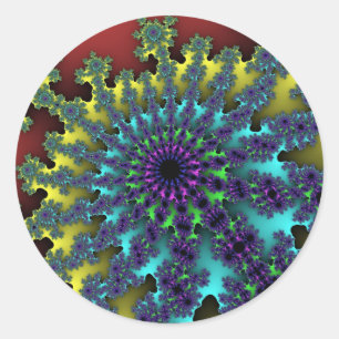 Red Rainbow Burst Classic Round Sticker