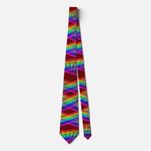 (Red) Rainbow Colours Abstract  Tie (Front)