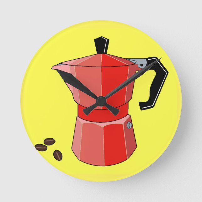 Red Rainbow Espresso Round Clock (Front)