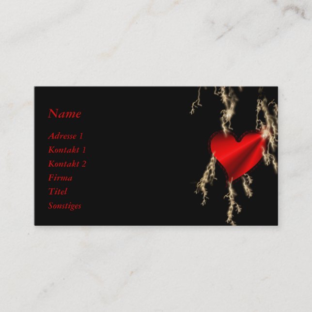 red Rainbow Heart on black Business Card (Front)