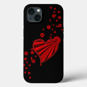 Red Rainbow Heart with Stars on Black iPhone 13 Case
