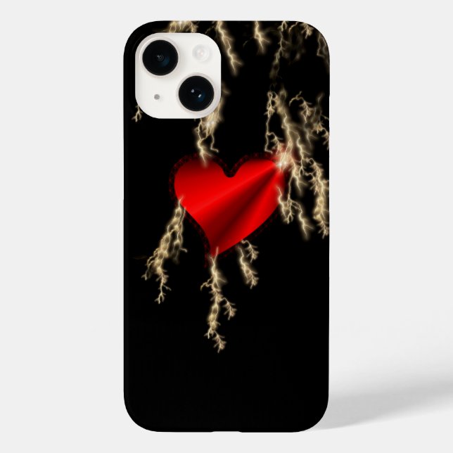 Red Rainbow Heart with Thunderbolt Case-Mate iPhone Case (Back)