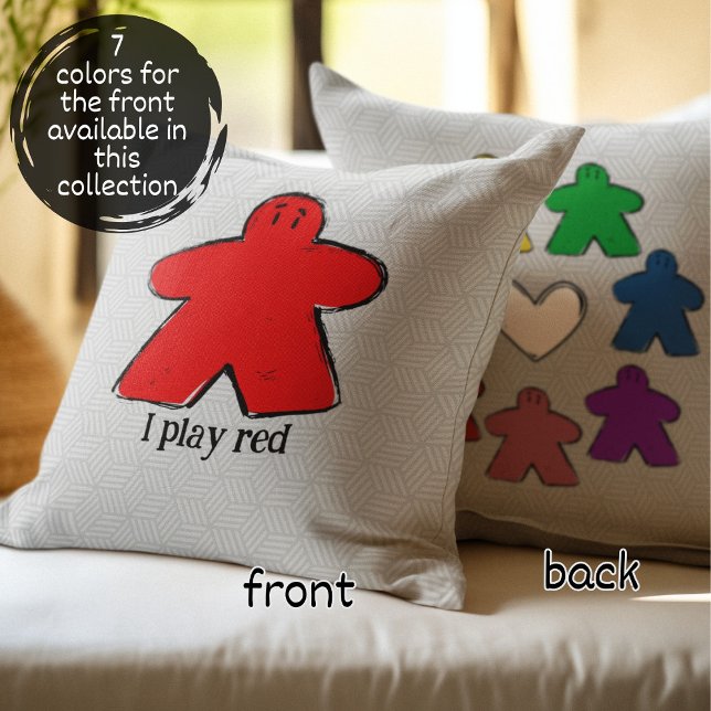Red Rainbow Meeple Board Game Love  Cushion (Creator Uploaded)