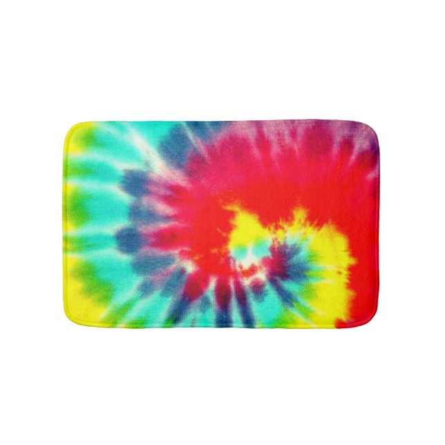 Red Rainbow Tie Dye, Bath Mat (Front)