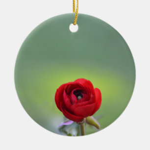 Red Ranunculus Blossom Ceramic Tree Decoration