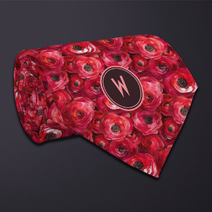 Red Ranunculus Floral Tie