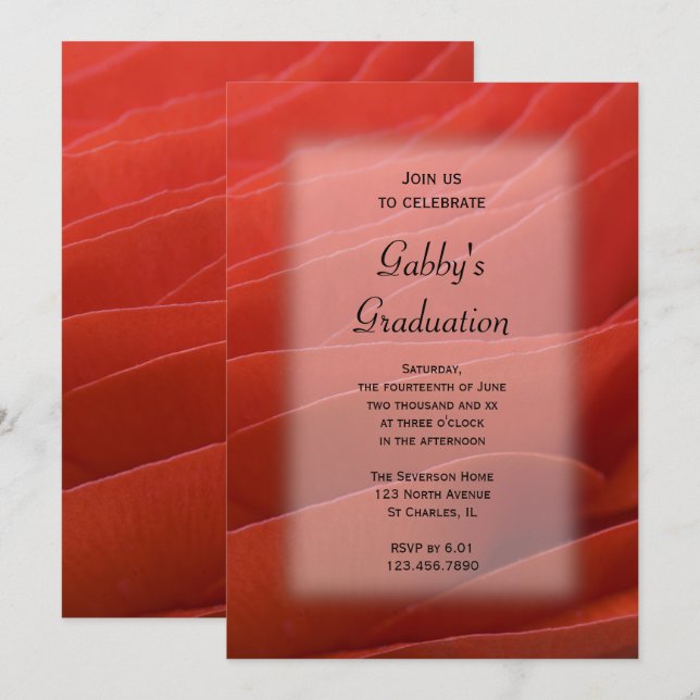 Red Ranunculus Graduation Party Invitation (Front/Back)