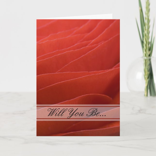 Red Ranunculus Petals Will You Be My Bridesmaid Invitation (Front)