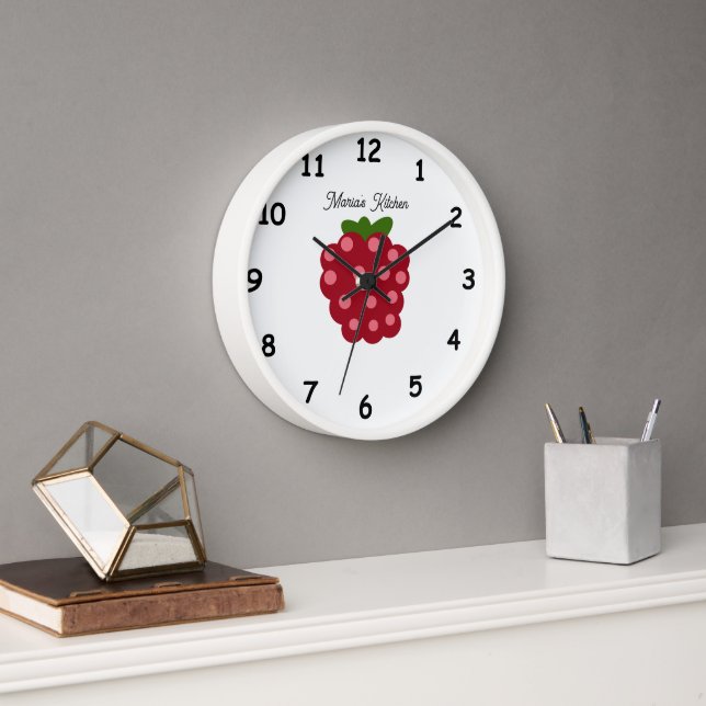 Red raspberry fruit custom kitchen wall clock (Office)