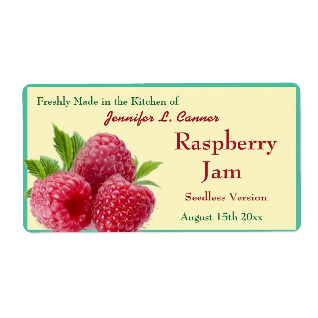 Red Raspberry Jam or Preserves 2 Canning Jar (Front)