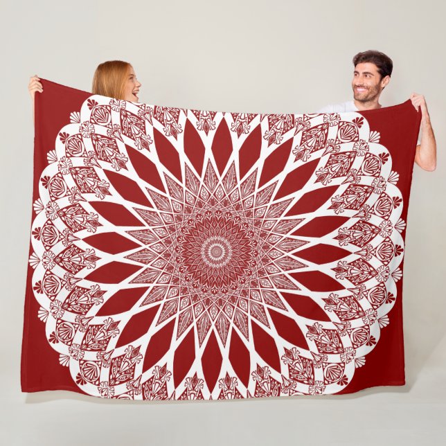 Red Raspberry Tristyns Mandala Fleece Blanket (In Situ)