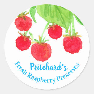 Red Raspberry Watercolor Fruit Jam Jar Label