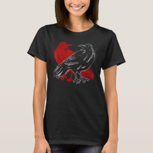 Red Raven Spooky Gothic Animal Forest Bird Black C T-Shirt