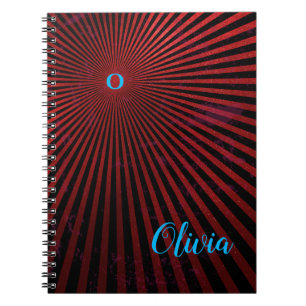 Red Rays Abstract Personalised Notebook