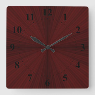 Red Rays Quartered Wall Clock