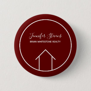 Red Real Estate Company Custom Name Tag 6 Cm Round Badge