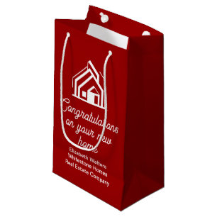 Red Real Estate Company Custom Realty Agent Small Gift Bag