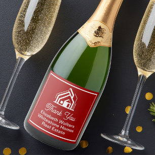 Red Real Estate Company Customised Realtor Sparkling Wine Label