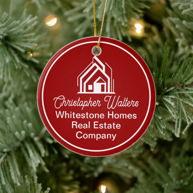 Red Real Estate Company Customized Christmas Ceramic Tree Decoration (Tree)