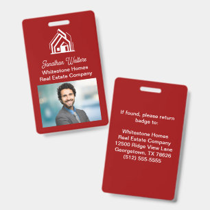 Red Real Estate Company Realtor Photo ID Badge