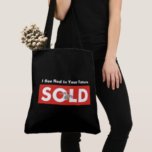 Red Real Estate Sold Sign Tote Grocery Shopping Bag