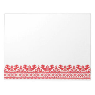 Red rearing horses notepad