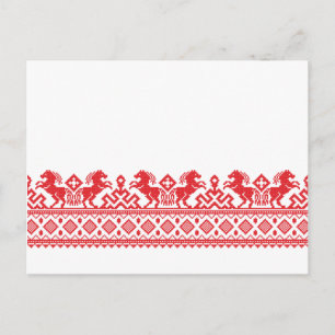 Red rearing horses postcard