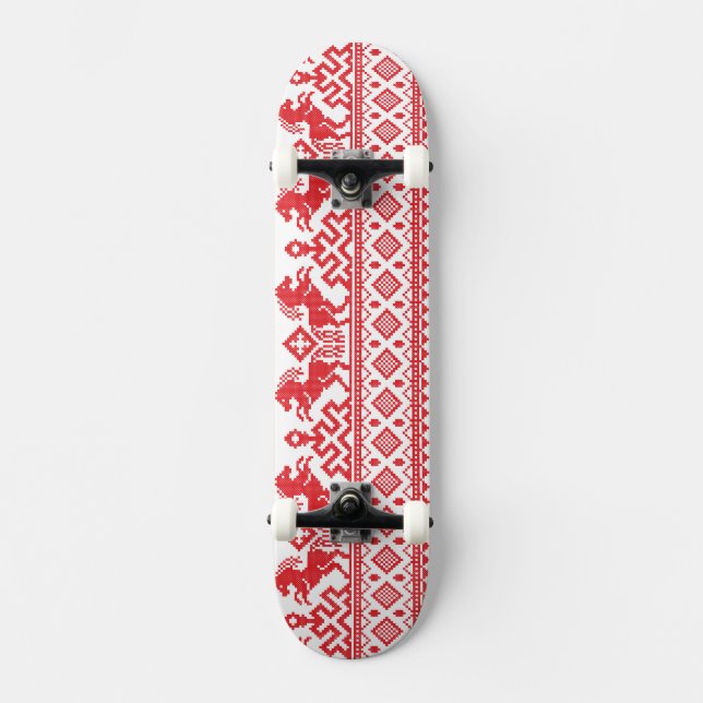 Red rearing horses skateboard (Front)