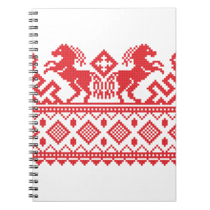 Red rearing horses spiral notebook